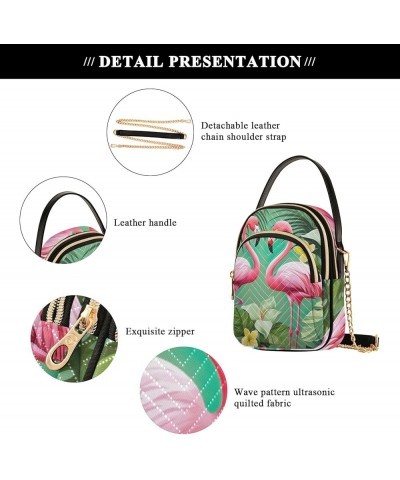 Tropical Leaves Green Leaves Crossbody Shoulder Bag, Women Crossbody Bags, Shoulder Crossbody Bag for Women Tropical Pink Fla...