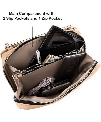 Premium Vegan Leather Wallet Organizer Hand Clutch Crossbody Bag with Chain Strap for Women, Ladies Cream-gold $18.21 Clutches