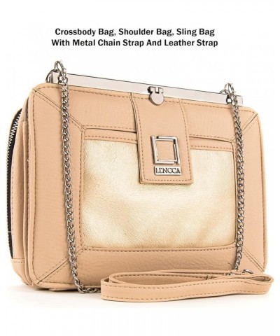 Premium Vegan Leather Wallet Organizer Hand Clutch Crossbody Bag with Chain Strap for Women, Ladies Cream-gold $18.21 Clutches