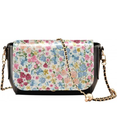 Watercolour Small Flower Women's Crossbody Bag, Fashionable Flap Shoulder Chain Bag with Adjustable Shoulder Strap $21.59 Cro...