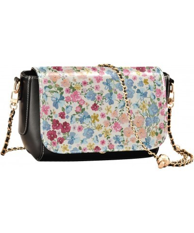 Watercolour Small Flower Women's Crossbody Bag, Fashionable Flap Shoulder Chain Bag with Adjustable Shoulder Strap $21.59 Cro...