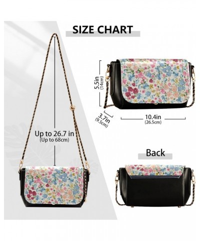 Watercolour Small Flower Women's Crossbody Bag, Fashionable Flap Shoulder Chain Bag with Adjustable Shoulder Strap $21.59 Cro...