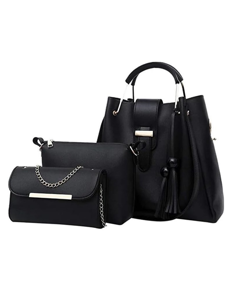 Essentials Women's 3PC Fashionable Leather Purse Set Black $33.39 Totes