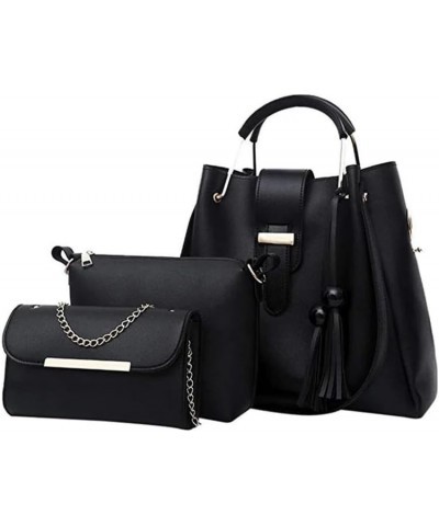 Essentials Women's 3PC Fashionable Leather Purse Set Black $33.39 Totes