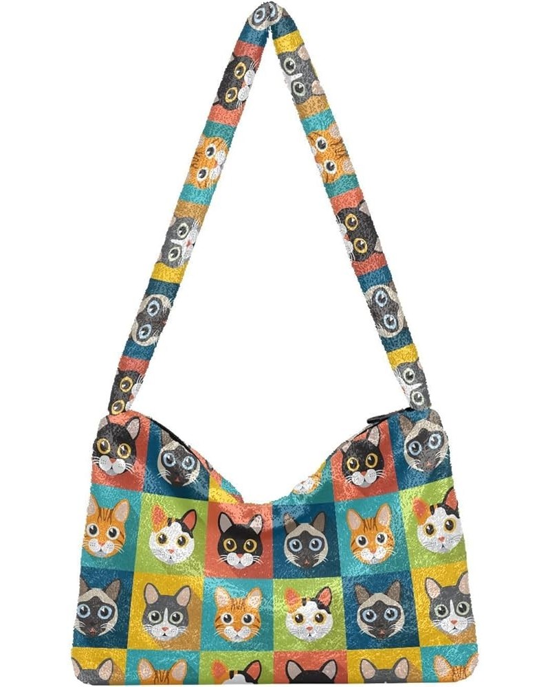 Dogs Plush Underarm Bag Women's Tote Handbags Fluffy Shoulder Bag Purse Lightweight Tote Bags School Tote Bag M-18 $10.56 Totes