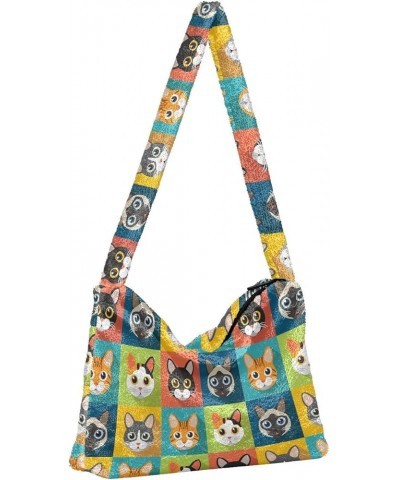 Dogs Plush Underarm Bag Women's Tote Handbags Fluffy Shoulder Bag Purse Lightweight Tote Bags School Tote Bag M-18 $10.56 Totes