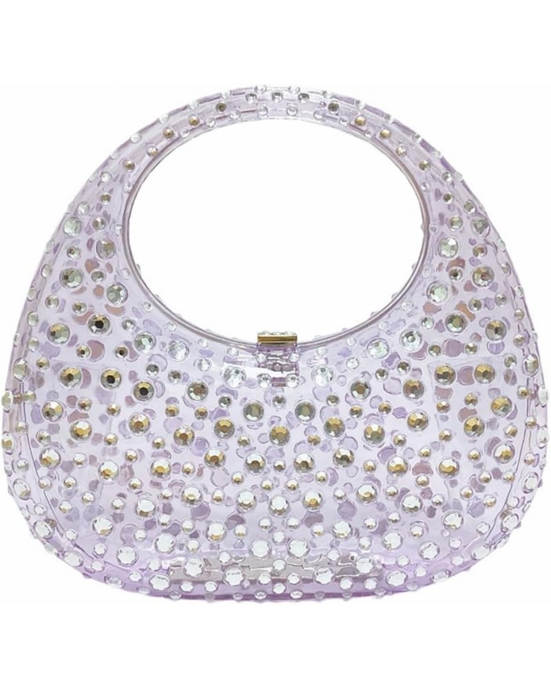 Clear Acrylic Clutch Purse Crescent Bag Sparkle Rhinestone Acrylic Evening Handbag for Wedding Party Prom, Silver Purple $62....