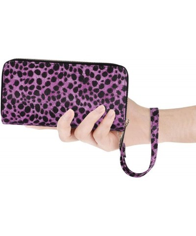 Double Zipper Wallet for Woman Clutch Purse with Cell Phone Holder for Smart Phone/Card/Coin/Cash Leopard Rose Red $9.84 Wallets