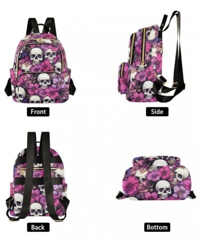 Sugar Skull Pink Flower Backpack Purse for Women Small Travel Bag Fashion Daypack M 202a4492 M(11.4"x6.1"x14.17") 202a4492 $2...