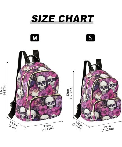 Sugar Skull Pink Flower Backpack Purse for Women Small Travel Bag Fashion Daypack M 202a4492 M(11.4"x6.1"x14.17") 202a4492 $2...