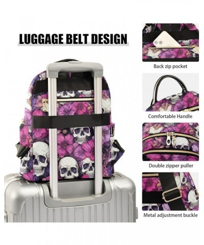 Sugar Skull Pink Flower Backpack Purse for Women Small Travel Bag Fashion Daypack M 202a4492 M(11.4"x6.1"x14.17") 202a4492 $2...