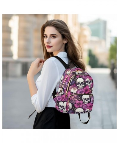 Sugar Skull Pink Flower Backpack Purse for Women Small Travel Bag Fashion Daypack M 202a4492 M(11.4"x6.1"x14.17") 202a4492 $2...