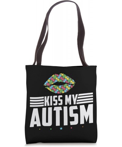 Autism Puzzle Piece Heart Kiss My Aspergers Tote Bag $10.12 Totes