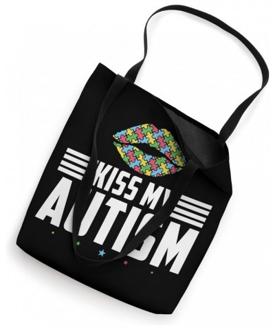 Autism Puzzle Piece Heart Kiss My Aspergers Tote Bag $10.12 Totes