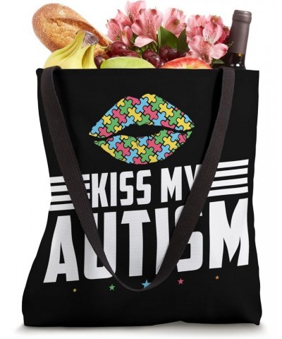 Autism Puzzle Piece Heart Kiss My Aspergers Tote Bag $10.12 Totes