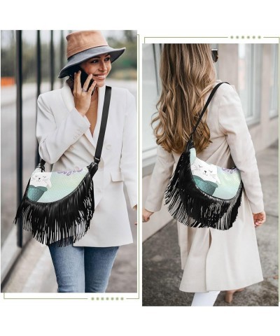 Women Fringe Tassel Cross Body Bag Cute Pug Pirate on Light Blue Leisure Shoulder Bag Color562 $11.10 Crossbody Bags