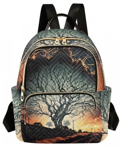 Women's Medium Fashion Backpack Blazing Night Tree Print Ladies Travel Daypack Aesthetic Shoulder Bag 11.4×6.1×14.1 IN $21.59...