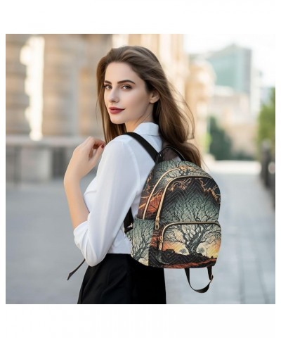 Women's Medium Fashion Backpack Blazing Night Tree Print Ladies Travel Daypack Aesthetic Shoulder Bag 11.4×6.1×14.1 IN $21.59...