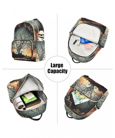 Women's Medium Fashion Backpack Blazing Night Tree Print Ladies Travel Daypack Aesthetic Shoulder Bag 11.4×6.1×14.1 IN $21.59...