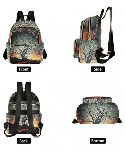 Women's Medium Fashion Backpack Blazing Night Tree Print Ladies Travel Daypack Aesthetic Shoulder Bag 11.4×6.1×14.1 IN $21.59...