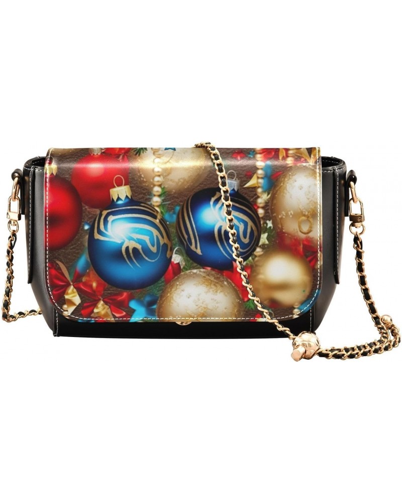 Christmas Balls Crossbody Bags for Women Retro Cross Body Purse Small PU Leather Shoulder Handbags with Chain Strap $20.99 Cr...