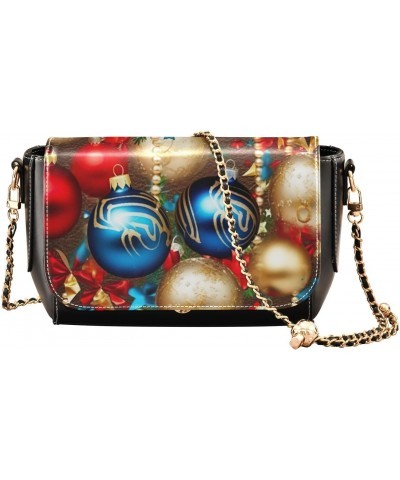 Christmas Balls Crossbody Bags for Women Retro Cross Body Purse Small PU Leather Shoulder Handbags with Chain Strap $20.99 Cr...