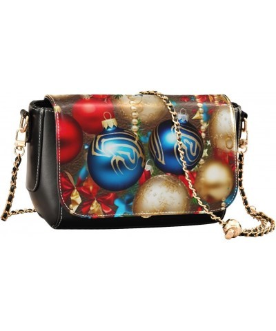 Christmas Balls Crossbody Bags for Women Retro Cross Body Purse Small PU Leather Shoulder Handbags with Chain Strap $20.99 Cr...