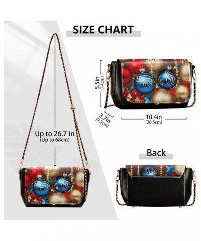 Christmas Balls Crossbody Bags for Women Retro Cross Body Purse Small PU Leather Shoulder Handbags with Chain Strap $20.99 Cr...