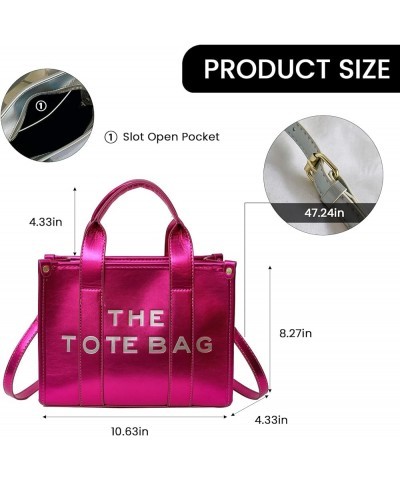 The Tote Bag for Women, Cute Small Tote Bag Trendy Shining Leather Top Handle Crossbody Handbags Rose Red $19.59 Totes