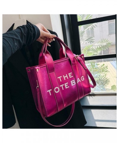 The Tote Bag for Women, Cute Small Tote Bag Trendy Shining Leather Top Handle Crossbody Handbags Rose Red $19.59 Totes