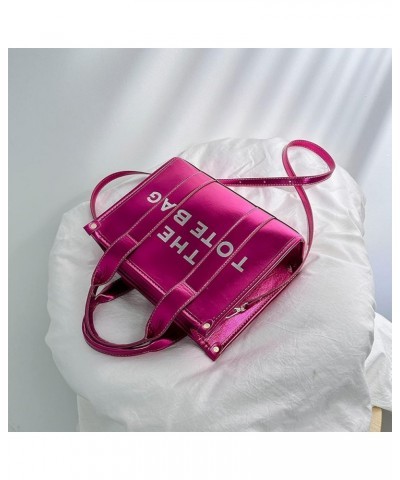 The Tote Bag for Women, Cute Small Tote Bag Trendy Shining Leather Top Handle Crossbody Handbags Rose Red $19.59 Totes