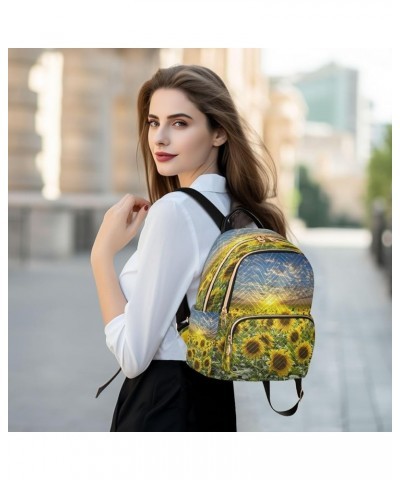 Mini Backpack for Women, Sunflower Field Travel Backpack Purse for Ladies, Small Bookbag Daypack Shoulder Bag M A65 Medium $1...