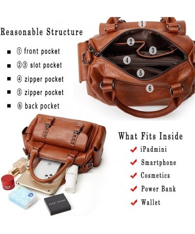 Small Handbag for Women Rivet Shoulder Bag Vegan Leather Multi Pockets Office Work Daily Casual Tote Purse Red $14.40 Totes