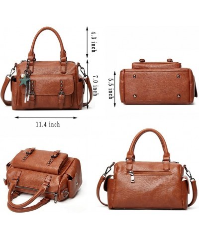 Small Handbag for Women Rivet Shoulder Bag Vegan Leather Multi Pockets Office Work Daily Casual Tote Purse Red $14.40 Totes