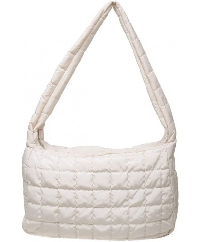 Women Quilted Shoulr Bag Lar ity Puffer Shop Bags Msenr Bag Pure Litweit Nylon s Tote Bag White $8.86 Totes