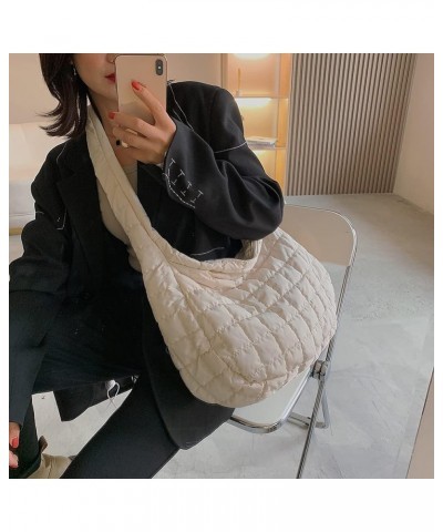 Women Quilted Shoulr Bag Lar ity Puffer Shop Bags Msenr Bag Pure Litweit Nylon s Tote Bag White $8.86 Totes