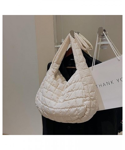 Women Quilted Shoulr Bag Lar ity Puffer Shop Bags Msenr Bag Pure Litweit Nylon s Tote Bag White $8.86 Totes