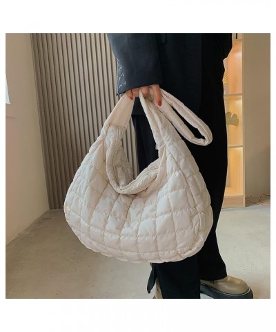 Women Quilted Shoulr Bag Lar ity Puffer Shop Bags Msenr Bag Pure Litweit Nylon s Tote Bag White $8.86 Totes