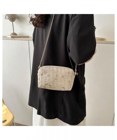 Ladies Simple Woven Straw Bag Portable Dual-purpose Holiday Messenger Bag Shoulder Bag White Style 2 $7.00 Shoulder Bags