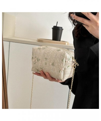 Ladies Simple Woven Straw Bag Portable Dual-purpose Holiday Messenger Bag Shoulder Bag White Style 2 $7.00 Shoulder Bags