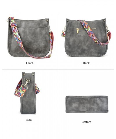 Crossbody Bags for Women Trendy Vegan Leather Hobo Handbags With 2PCS Adjustable Guitar Strap Shoulder Bucket Bags A2-gray $1...