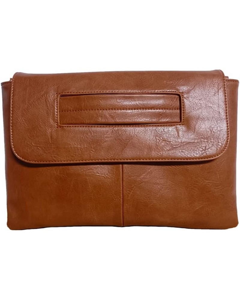 Women Handbags PU Leather Female Clutch Handbag Messenger Bag Large Solid High Capacity Brown $12.96 Clutches