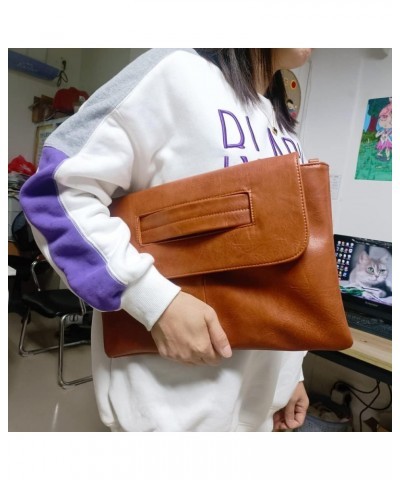 Women Handbags PU Leather Female Clutch Handbag Messenger Bag Large Solid High Capacity Brown $12.96 Clutches