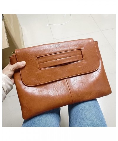 Women Handbags PU Leather Female Clutch Handbag Messenger Bag Large Solid High Capacity Brown $12.96 Clutches