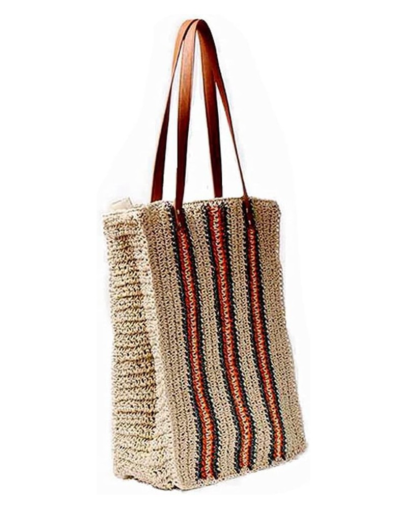 Women Straw Woven Tote Large Beach Handmade Weaving Shoulder Bag Handbag (yellow,One Size) Orange One Size $21.27 Totes