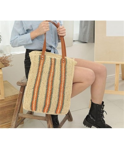 Women Straw Woven Tote Large Beach Handmade Weaving Shoulder Bag Handbag (yellow,One Size) Orange One Size $21.27 Totes