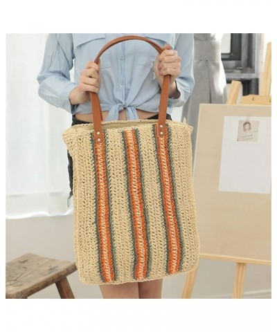 Women Straw Woven Tote Large Beach Handmade Weaving Shoulder Bag Handbag (yellow,One Size) Orange One Size $21.27 Totes