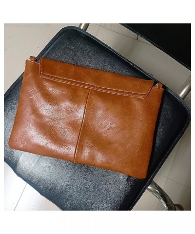 Women Handbags PU Leather Female Clutch Handbag Messenger Bag Large Solid High Capacity Brown $12.96 Clutches