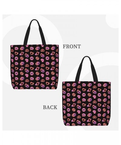 Women'S Soft Tote Shoulder Bag Glowing-Glitter-Hearts-Seamless Foldable Travel Purse With Zipper Closure $15.64 Totes