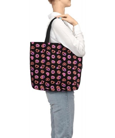 Women'S Soft Tote Shoulder Bag Glowing-Glitter-Hearts-Seamless Foldable Travel Purse With Zipper Closure $15.64 Totes